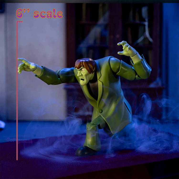 1:12 scale Creeper action figure from Scooby-Doo Wave 1 by Jada Toys posed with fog effects and 6-inch scale indicator.