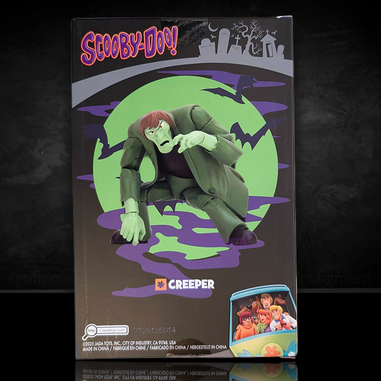 Creeper action figure from Scooby-Doo Wave 1 by Jada Toys in detailed packaging with iconic mystery background.