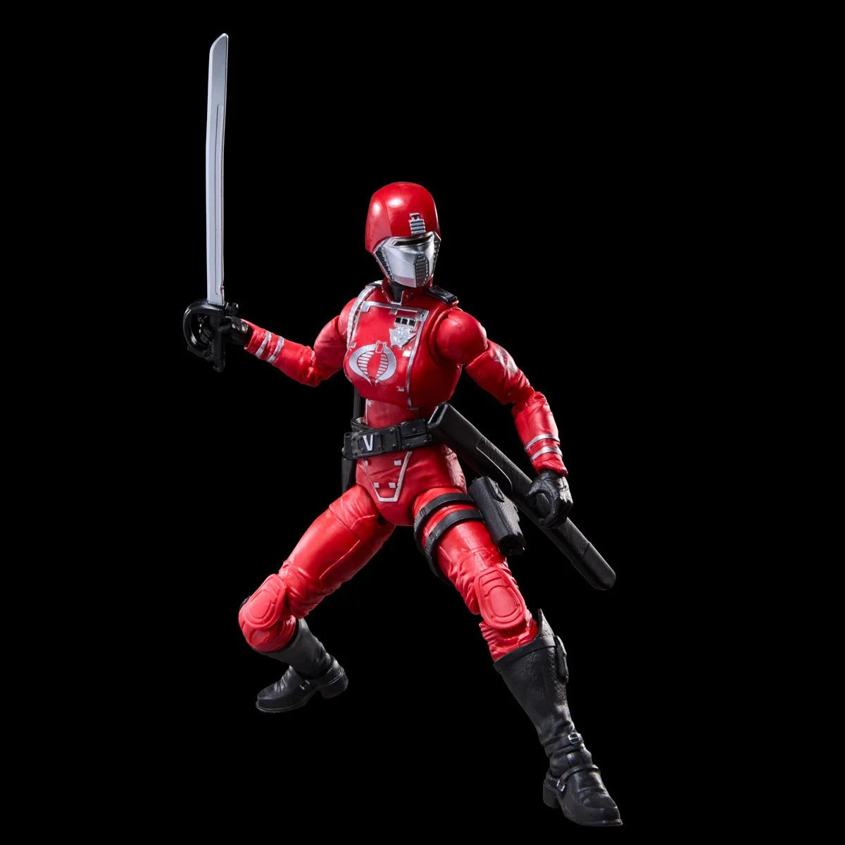 Crimson Guard Female "Retro Cardback" G.I. Joe Classified Series 6 inch COBRA Action Figure by Hasbro wielding sword pose