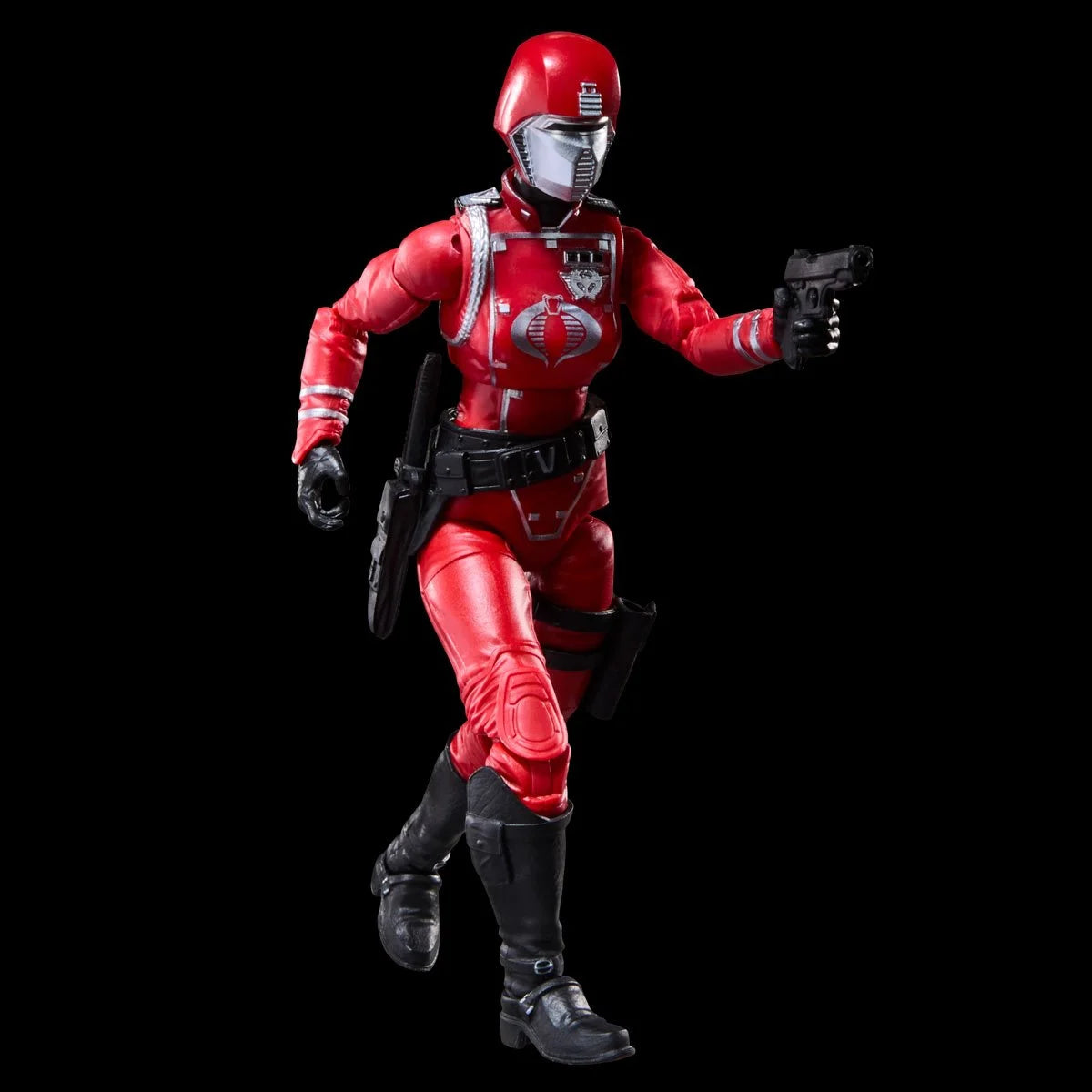 Crimson Guard Female "Retro Cardback" G.I. Joe Classified Series 6 inch COBRA Action Figure by Hasbro posed with gun.