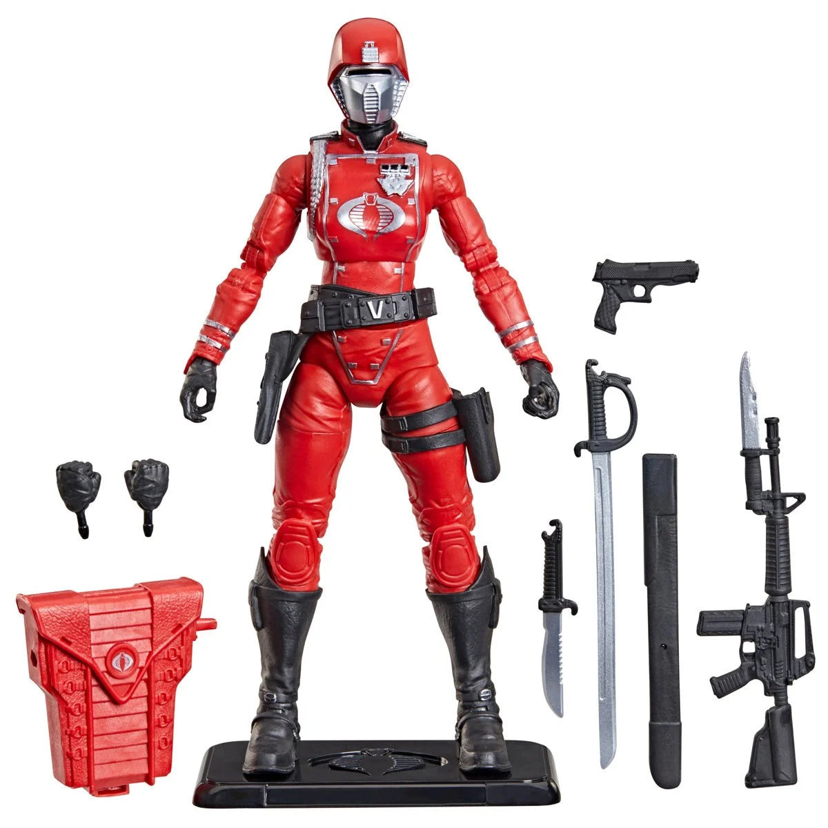 Crimson Guard Female "Retro Cardback" G.I. Joe Classified Series 6 inch COBRA Action Figure by Hasbro with weapons and accessories.