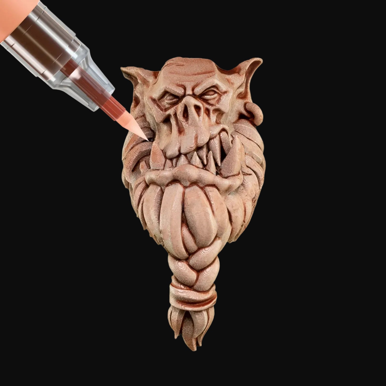 Crusader Skin Army Painter Speedpaint Marker - One-Coat Miniature Paint SM1037P applying detailed paint to sculpted miniature figure by Army Painter