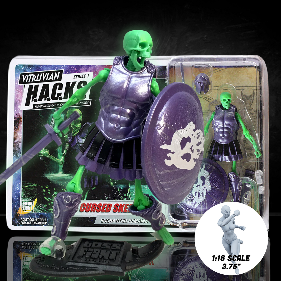 Cursed Skeleton Enchanted Remains Vitruvian HACKS Series 1 Action Figure 1:18 Scale by Boss Fight Studio Llc with armor and weapons