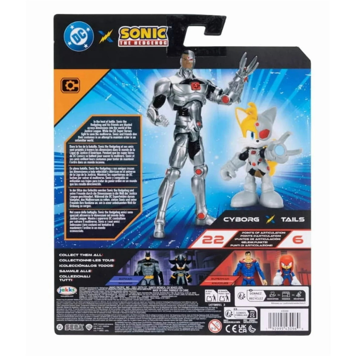 DC x Sonic the Hedgehog Multipack - Cyborg & Tails as Cyborg Action Figures by Go Figment new in box 5-inch scale