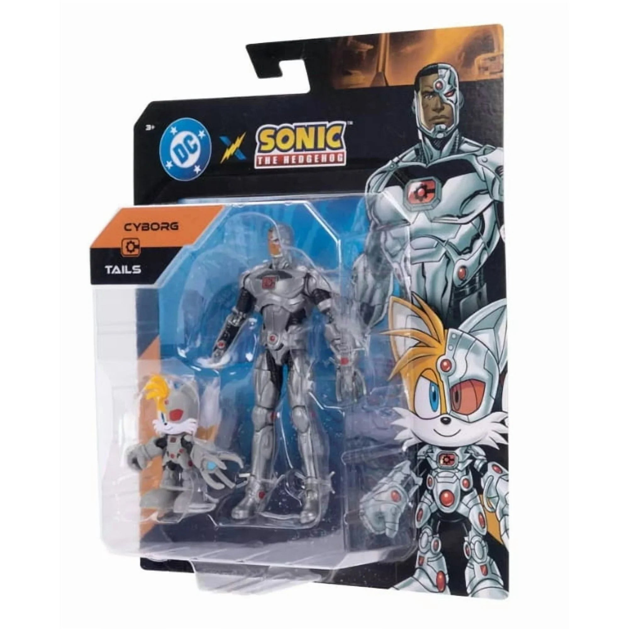 DC x Sonic the Hedgehog Multipack - Cyborg & Tails as Cyborg Action Figures by Go Figment, new in box 5-inch scale