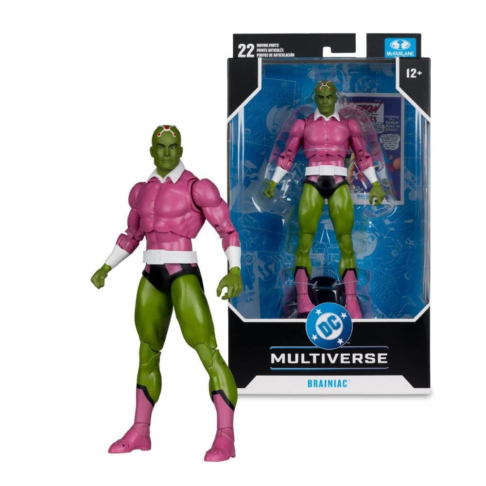 Brainiac Classic - DC Multiverse Wave 30 7" Action Figure McFarlane Toys shown with packaging by Go Figment.