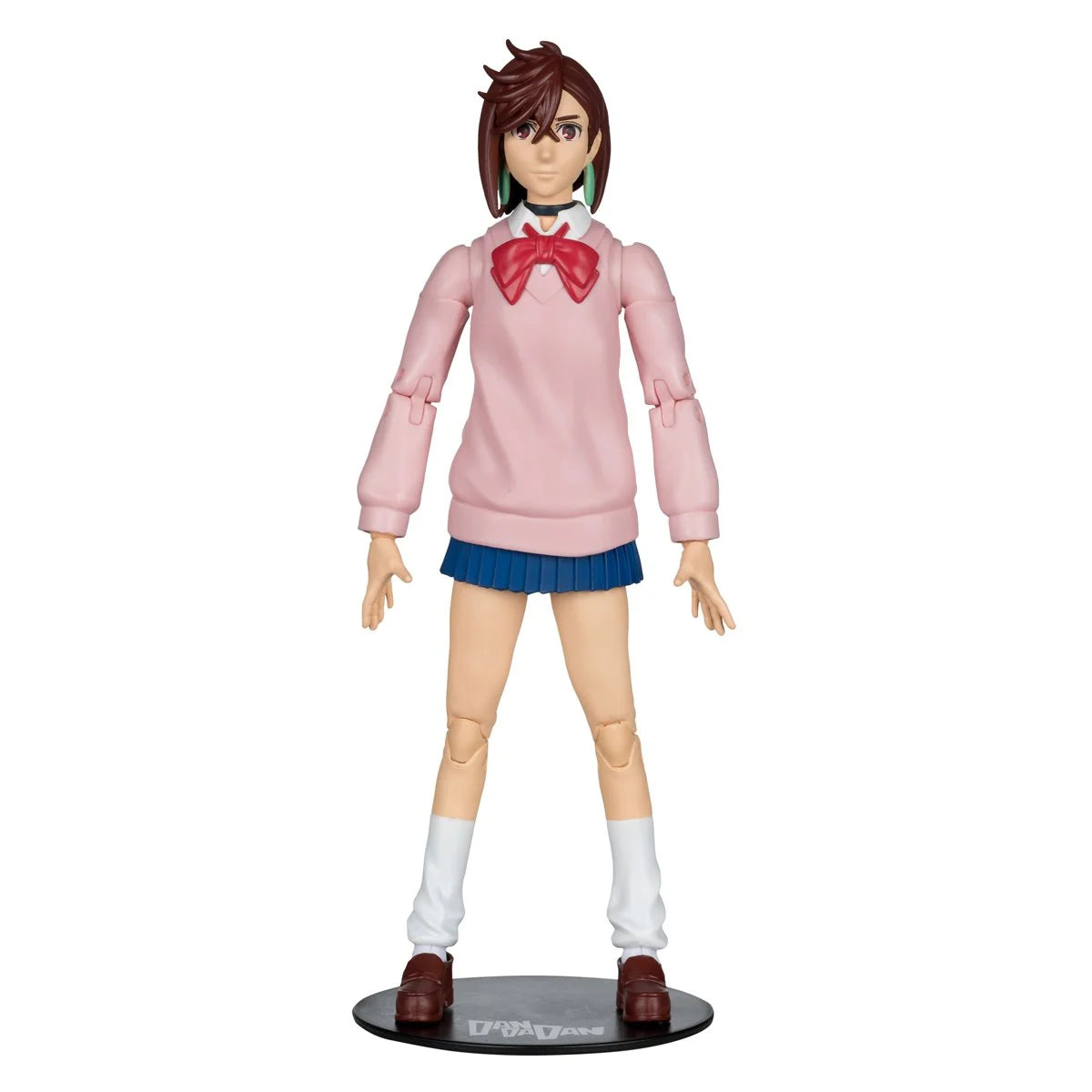 Momo Ayase Dandadan 1:10 Scale 7" Premium Dandadan Action Figure by Go Figment in pink sweater with blue skirt and stand