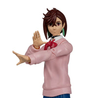 Momo Ayase Dandadan 1:10 Scale 7" Premium Dandadan Action Figure by Go Figment in pink sweater and blue skirt pose