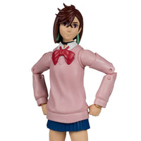 Momo Ayase Dandadan 1:10 Scale 7" Premium Dandadan Action Figure by Go Figment in pink sweater and blue skirt pose
