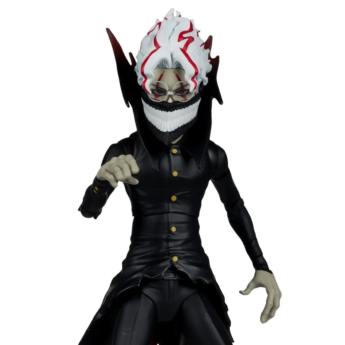 Okarun Transformed Dandadan 1:10 Scale 7" Premium Dandadan Action Figure by Go Figment in black outfit with white and red hair