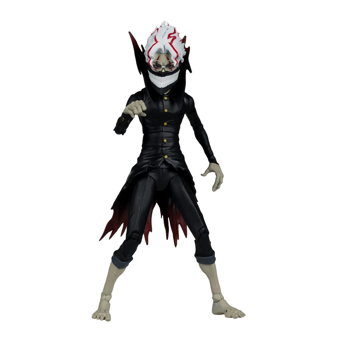 Okarun Transformed Dandadan 1:10 Scale 7" Premium Dandadan Action Figure by Go Figment in black outfit with detailed mask and red accents