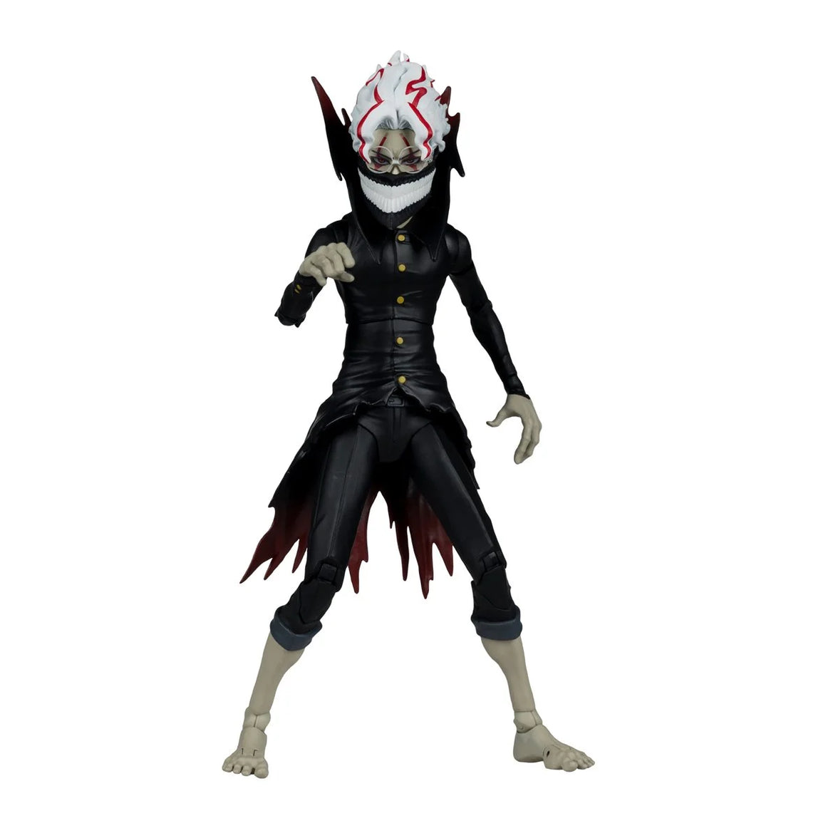 Okarun Transformed Dandadan 1:10 Scale 7" Premium Dandadan Action Figure by Go Figment in black outfit with detailed mask and red accents