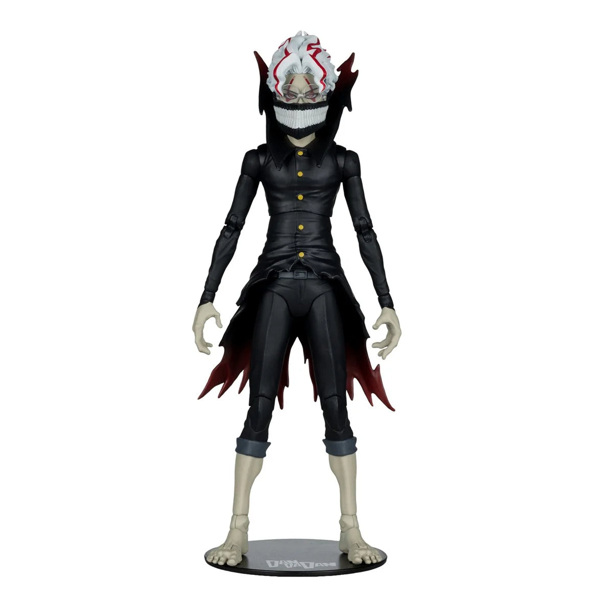 Okarun Transformed Dandadan 1:10 Scale 7" Premium Dandadan Action Figure by Go Figment in dark outfit with mask and sculpted base