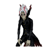 Okarun Transformed Dandadan 1:10 Scale 7" Premium Dandadan Action Figure by Go Figment in black outfit with white and red hair