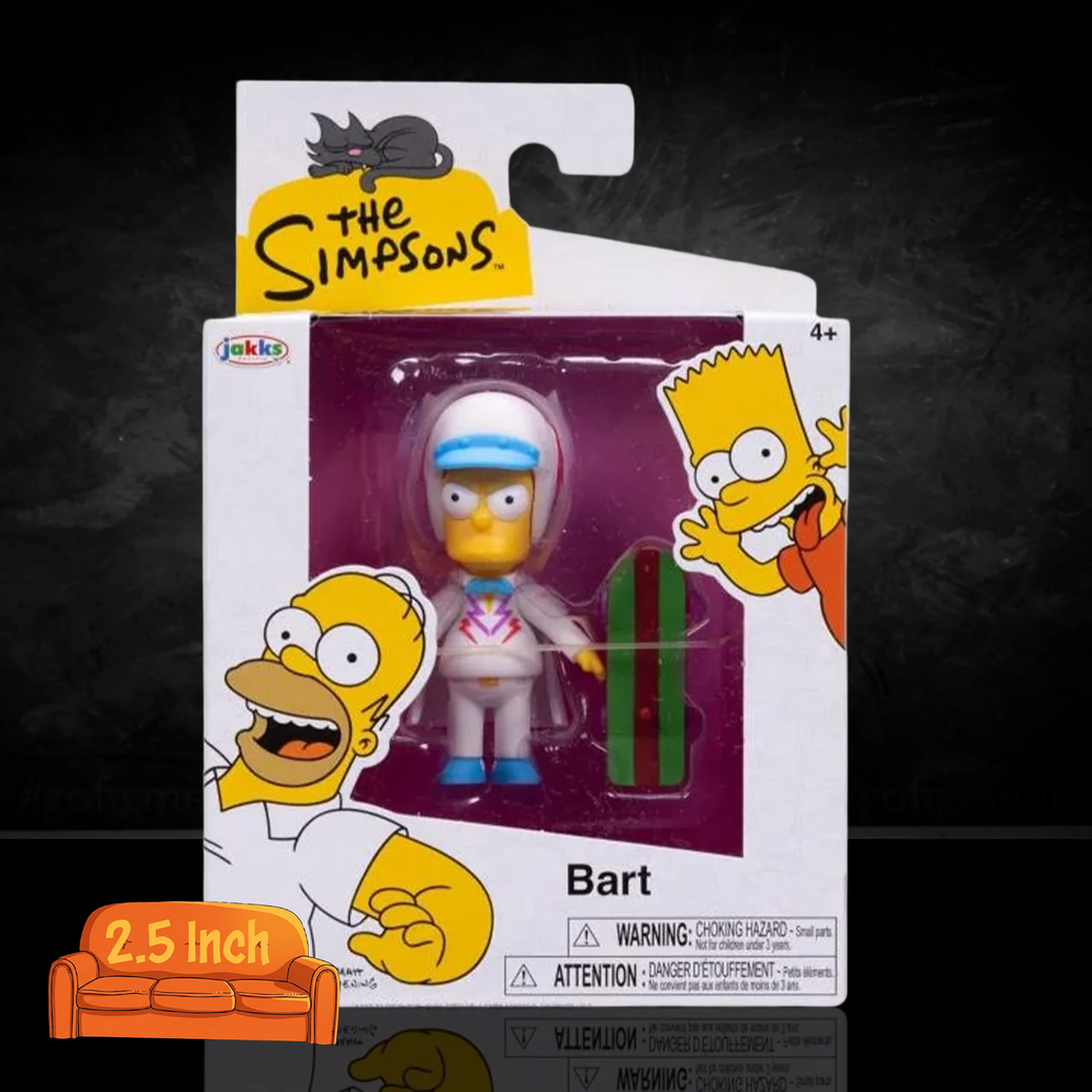 Bart Simpson with Skateboard and Daredevil Costume Simpsons Action Figure 2.5" Scale new in box by Jakks Pacific