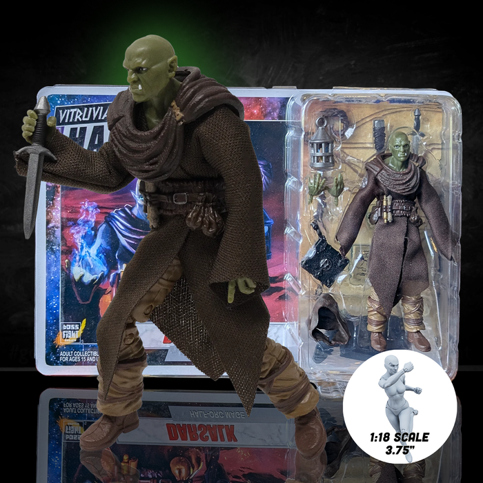 Darsalk (Orc Mage) -Vitruvian H.A.C.K.S. 1:18 Scale Action Figure by Boss Fight Studio Llc with sword and mage accessories in dynamic pose