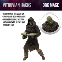 Darsalk (Orc Mage) -Vitruvian H.A.C.K.S. 1:18 Scale Action Figure by Boss Fight Studio Llc with swappable heads and cloaked outfit.