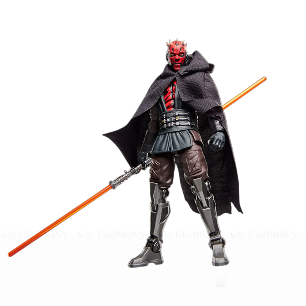 Darth Maul Star Wars 1:12 Scale 6 Inch The Black Series "Maul" Action Figure by Hasbro with double-bladed lightsaber and cape
