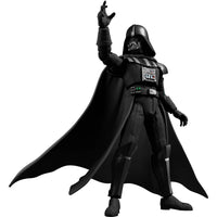Star Wars: The Empire Strikes Back Darth Vader Blokees Model Kit by Hasbro standing with raised arm and flowing cape