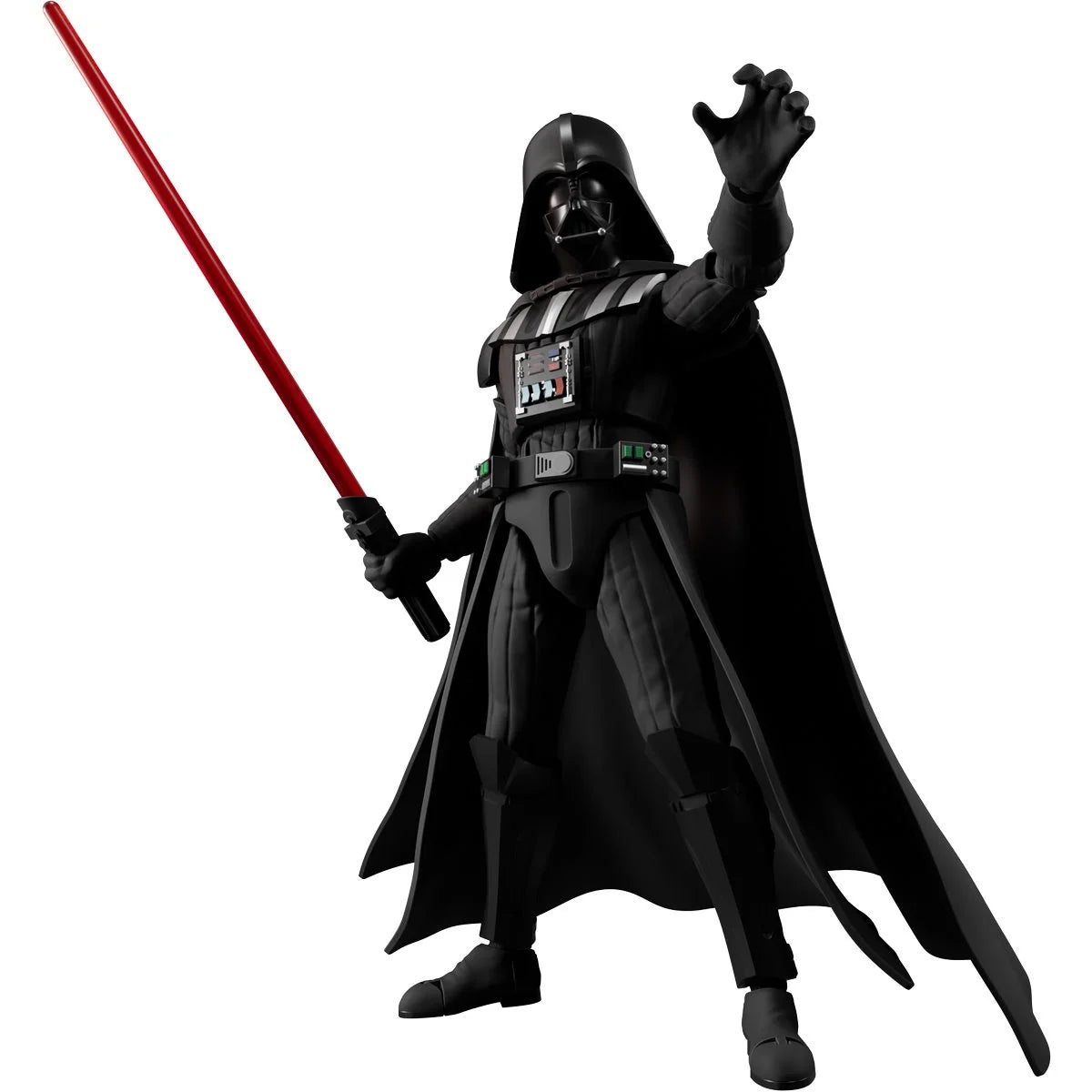 Star Wars: The Empire Strikes Back Darth Vader Blokees Model Kit by Hasbro holding red lightsaber with extended arm pose.
