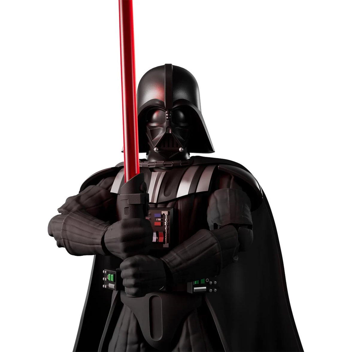 Star Wars: The Empire Strikes Back Darth Vader Blokees Model Kit by Hasbro holding red lightsaber in black armor and cape