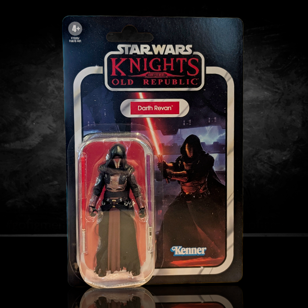 Kenner Star Wars Knights of the Old Republic Darth Revan action figure in original carded packaging with dark background