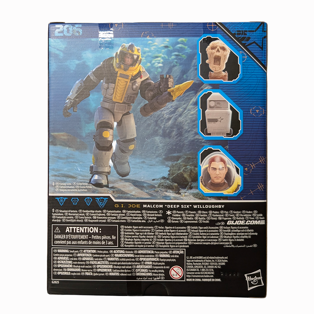 Malcom Deep Six Willoughby 1:12 Scale 6" GI Joe Classified Deluxe Action Figure by Hasbro, back packaging