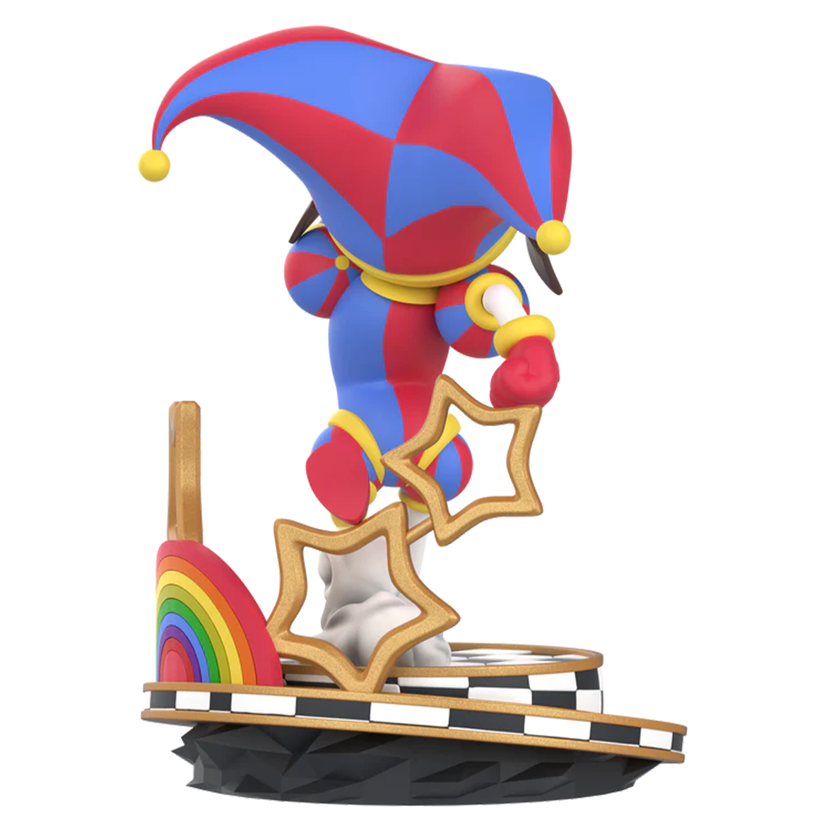 Pomni AniMEGAZ The Amazing Digital Circus 8 Inch Statue and Base/ Free Collector Case by Glitch with colorful jester figure