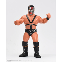 Demolition Ax Big Rubber Guy Retro Wrestling Action Figure by Major in black studded harness and boots, muscular pose, new condition.