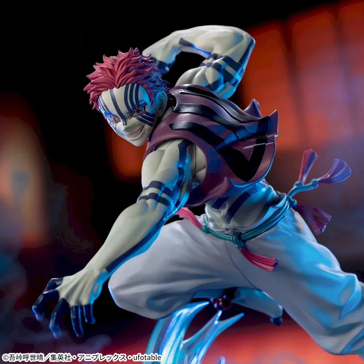 Sega XrossLink Anime Demon Slayer Akaza Kimetsu no Yaiba Statue Premium Figure - Authentic by Banpresto in dynamic pose with detailed paint and sculpting.