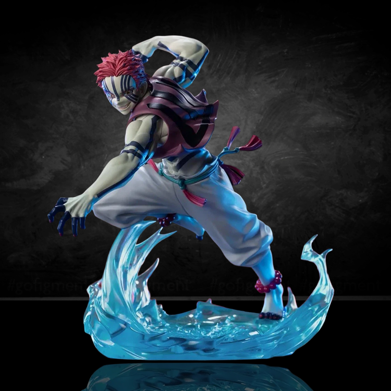 Sega XrossLink Anime Demon Slayer Akaza Kimetsu no Yaiba Statue Premium Figure - Authentic by Banpresto in dynamic action pose.