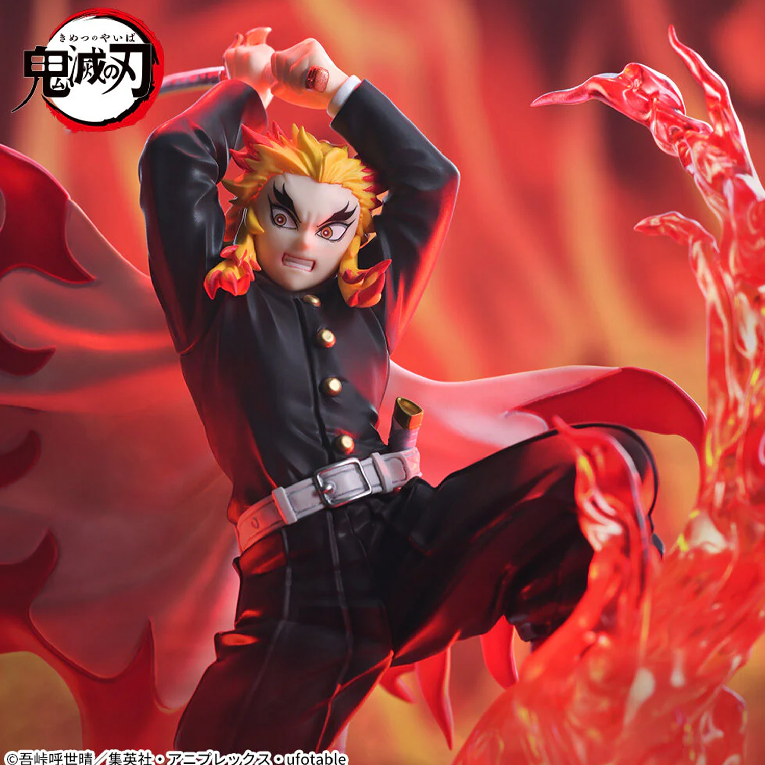 Sega XrossLink Anime Demon Slayer Kyojuro Rengoku Statue Premium Figure - Authentic by Banpresto with fiery dynamic pose