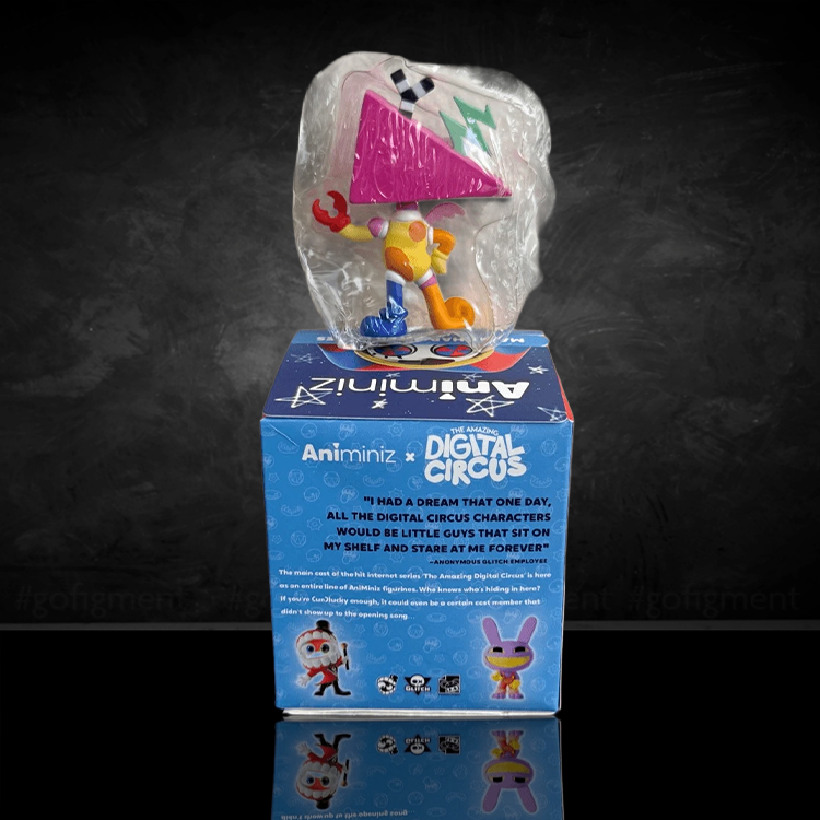 Glitch Zooble figure from The Amazing Digital Circus Animiniz series in original packaging with vibrant colors.