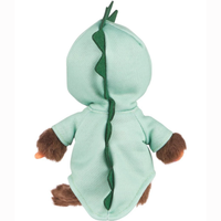 8" Monchhichi Dinosaur Hoodie Sekiguchi Plush Doll Boy With Brown Eyes back view