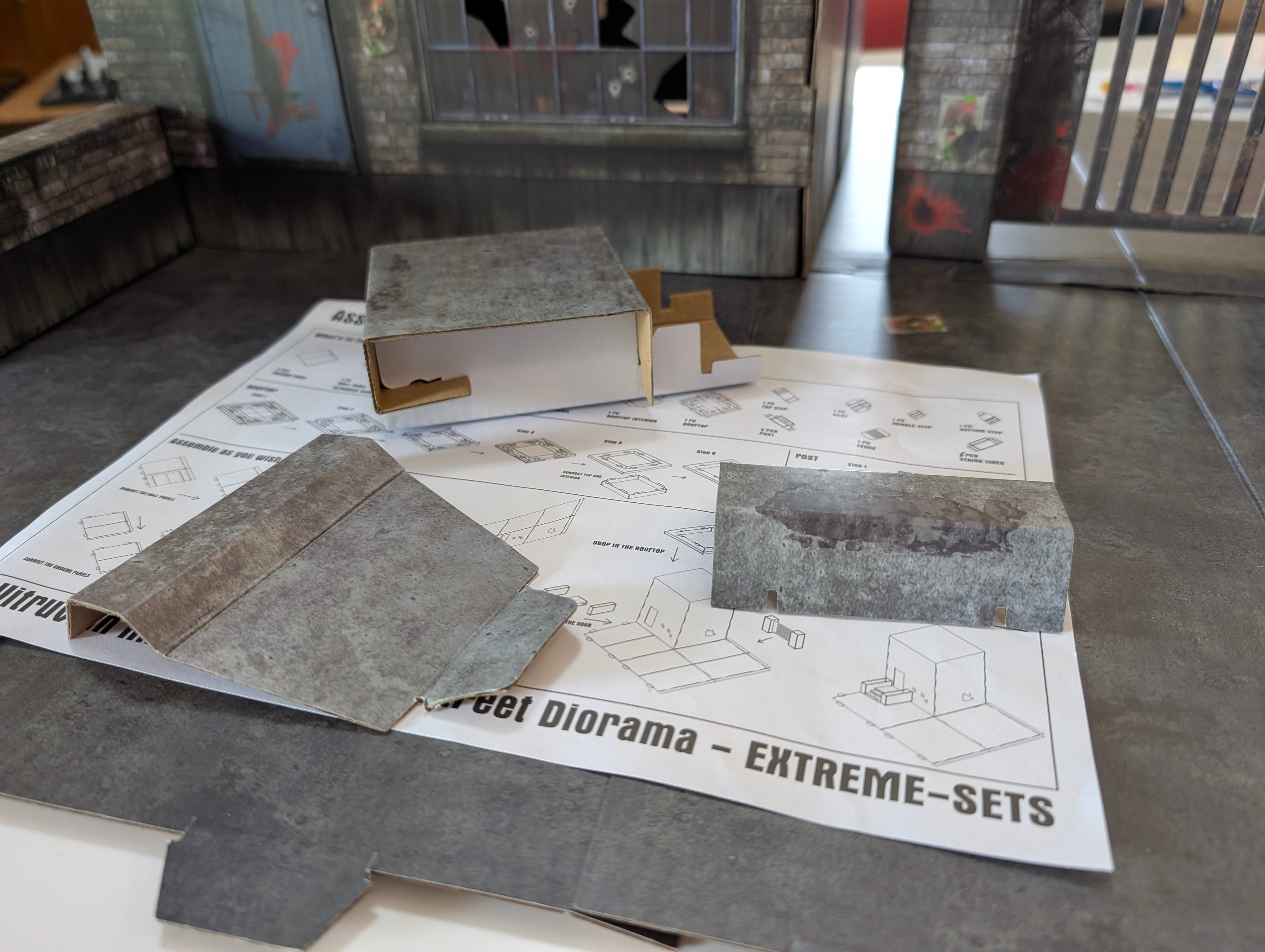 Vitruvian H.A.C.K.S. Zombie Land Complete Set Diorama and 10 Z-Series Action Figure Lot by Boss Fight Studio Llc with diorama parts assembling.