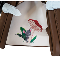 Tinker Bell and the Fairies Shimmering Wings 2026 Loungefly Cosplay Mini-Backpack In Hand with mouse and mushroom design