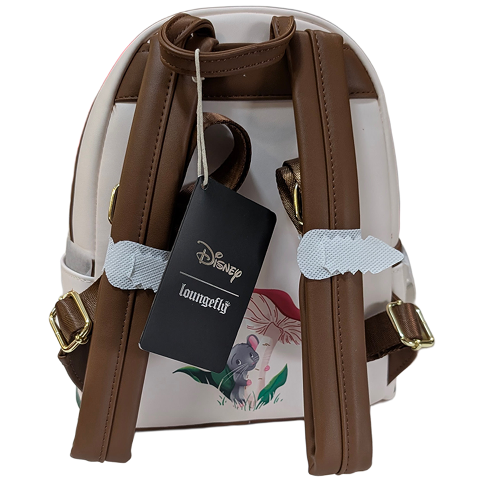 Tinker Bell and the Fairies Shimmering Wings 2026 Loungefly Cosplay Mini-Backpack In Hand with brown straps and Disney tag