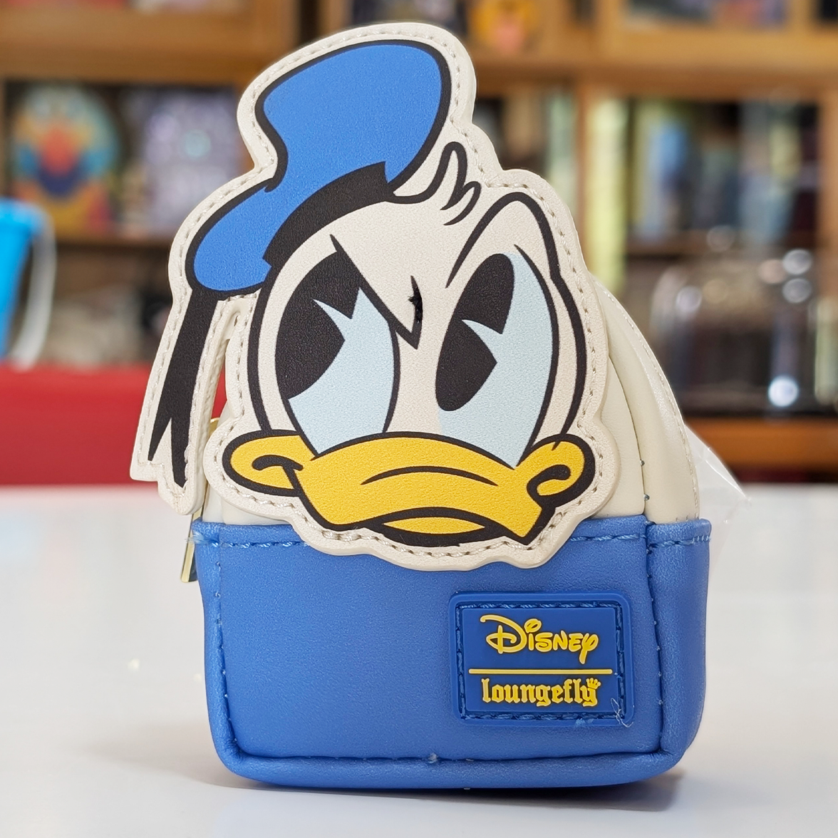 Mini-Loungefly Disney Mickey Mouse Sensational Six Cosplay U-PICK Bag Charm Key Chains featuring Donald Duck face in blue new in box