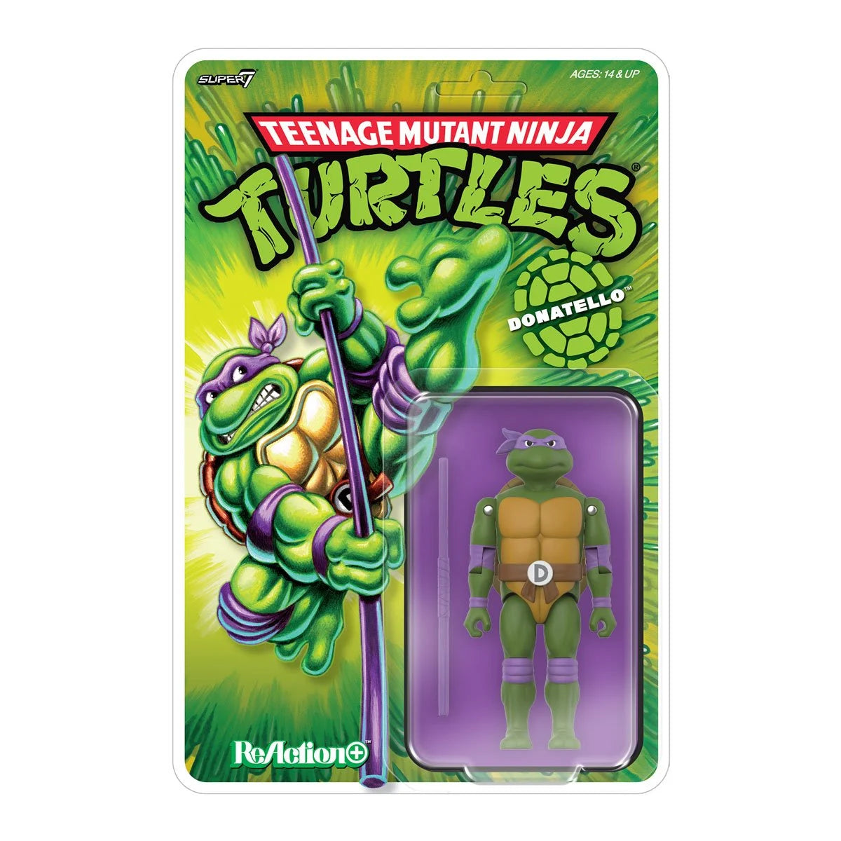 Donatello Teenage Mutant Ninja Turtles ReAction+ Action Figure by Super7 with Bo Staff 3.75-Inch