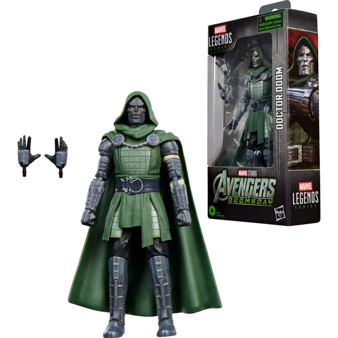Doctor Doom Avengers Doomsday Marvel Legends Series Action Figure by Hasbro 6 Inch in green armor and box