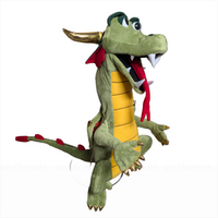Silly Puppet Green Dragon Puppet with Movable Mouth by Silly Puppets, detailed with gold accents and red tongue.