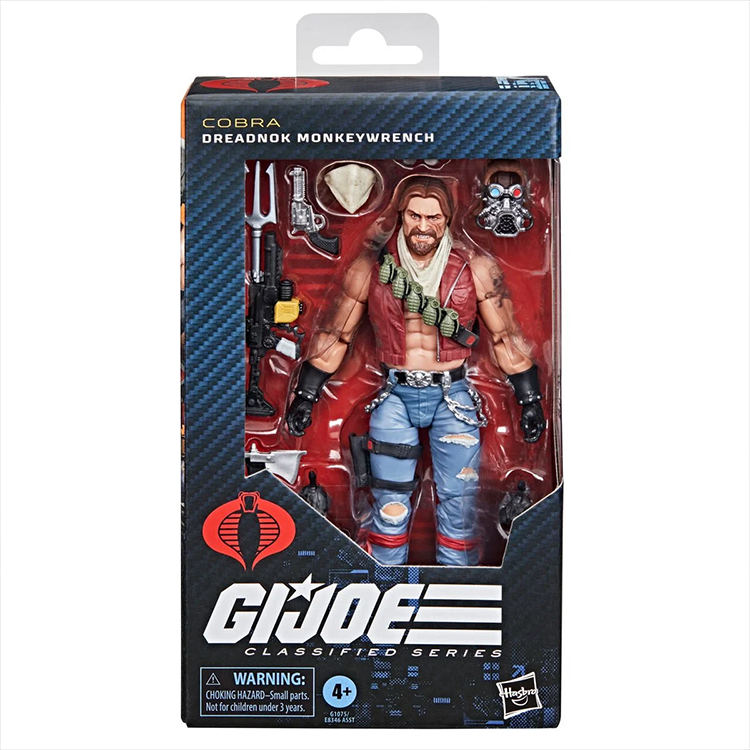 GI Joe Classified Series Dreadnok Monkeywrench action figure with accessories in packaging by Hasbro