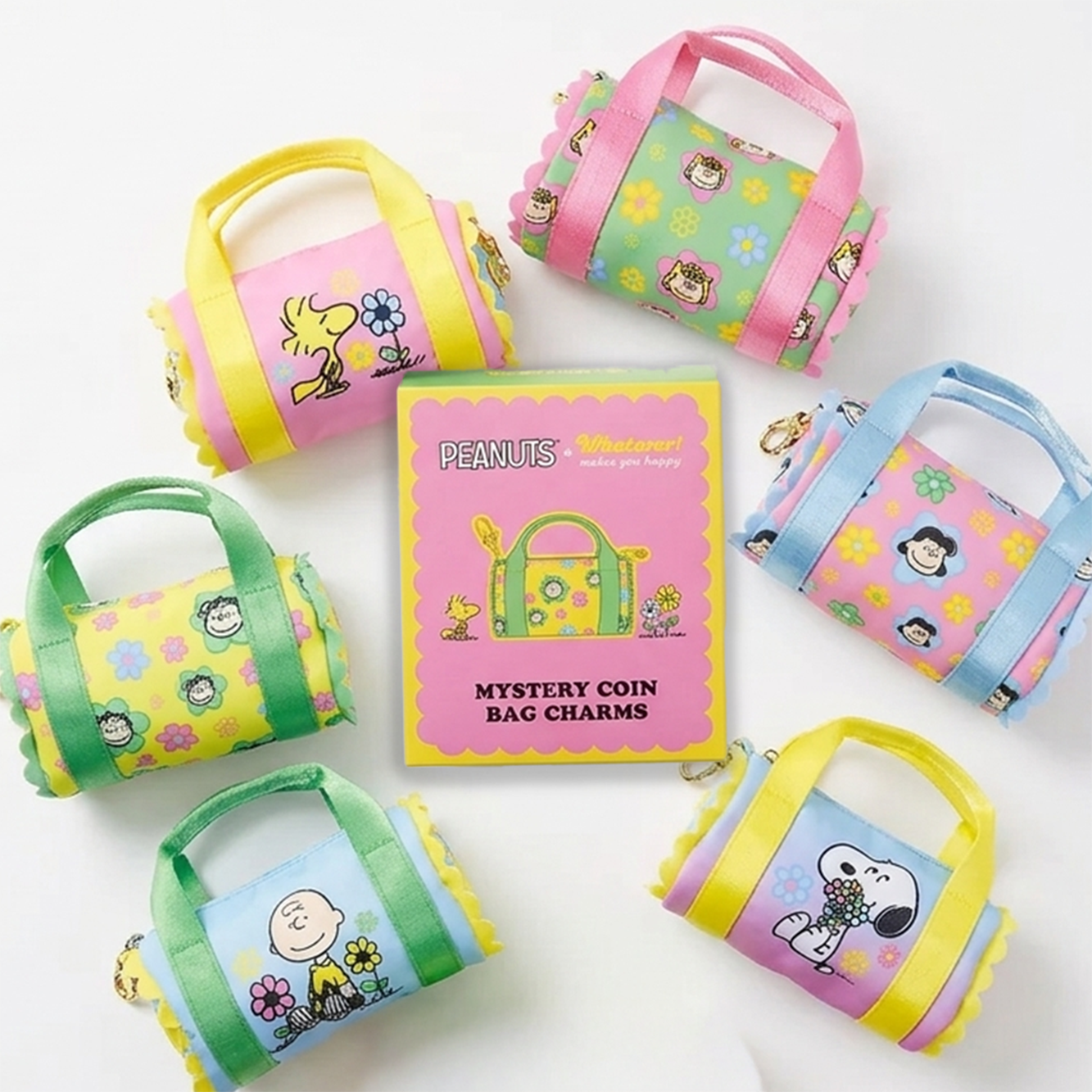 Peanuts Sherbert Spring Mini Duffle Bag Charm Display Case Blind Box U-Pick by Whatever Makes You Happy with colorful character designs