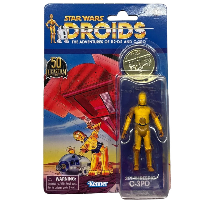 C-3PO from Droids 1:18 | 3.75" Star Wars The Vintage Collection Action Figure with coin and case by Hasbro
