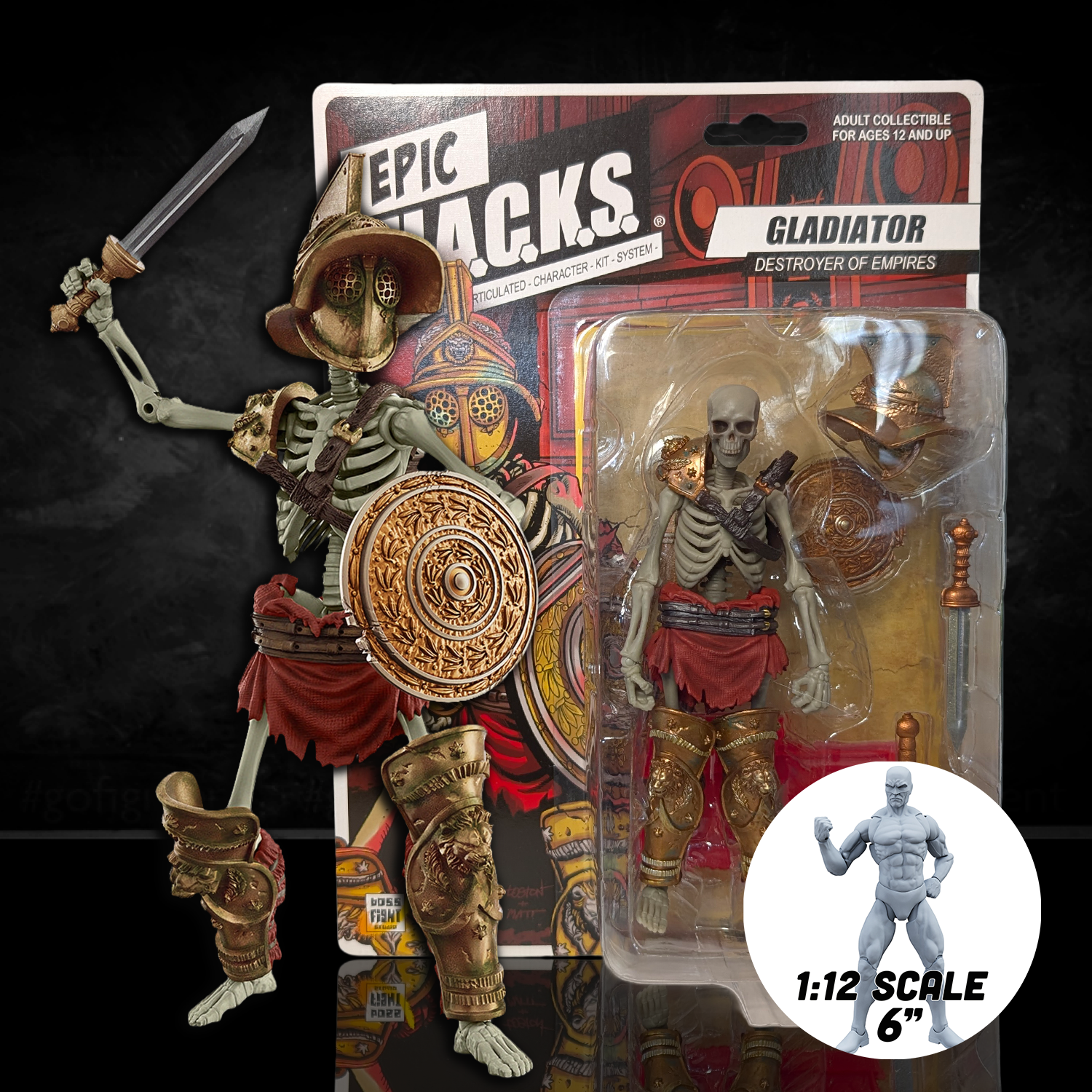 Gladiator: Destroyer of Empires (Epic H.A.C.K.S.) 6" Action Figure – Oversized 1:12 Scale Undead Combatant by Boss Fight Studio Llc new in box