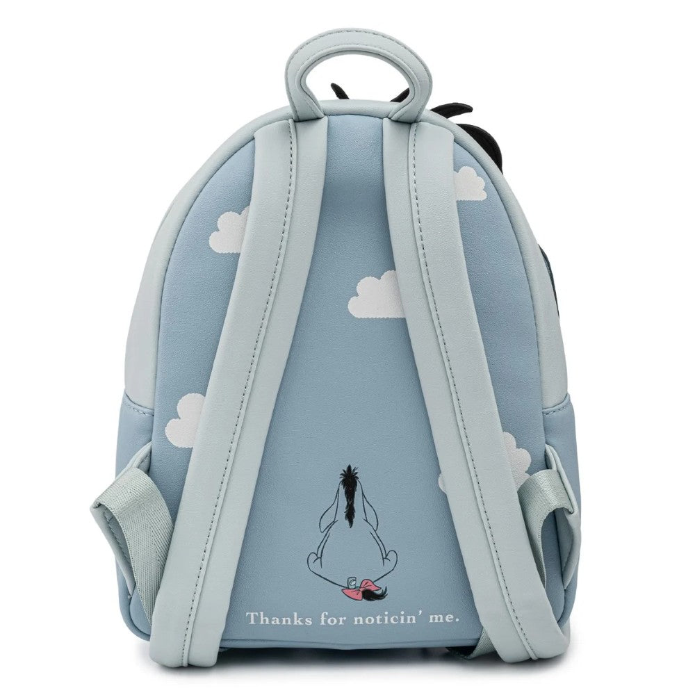 Eeyore Winnie the Pooh Loungefly Cosplay Mini-Backpack New with blue clouds, character tail, and "Thanks for noticin' me" quote by Loungefly