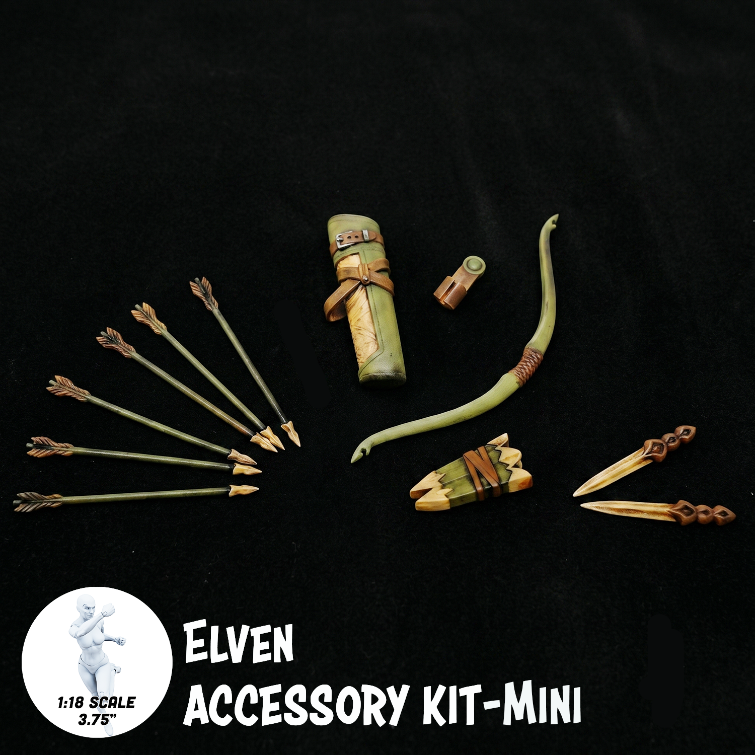 1:18 Scale Elven Mini Gear Kit (Bow, Quiver and Blade Pack for 3.75" - 4" Figures) by Boss Fight Studio Llc new in box