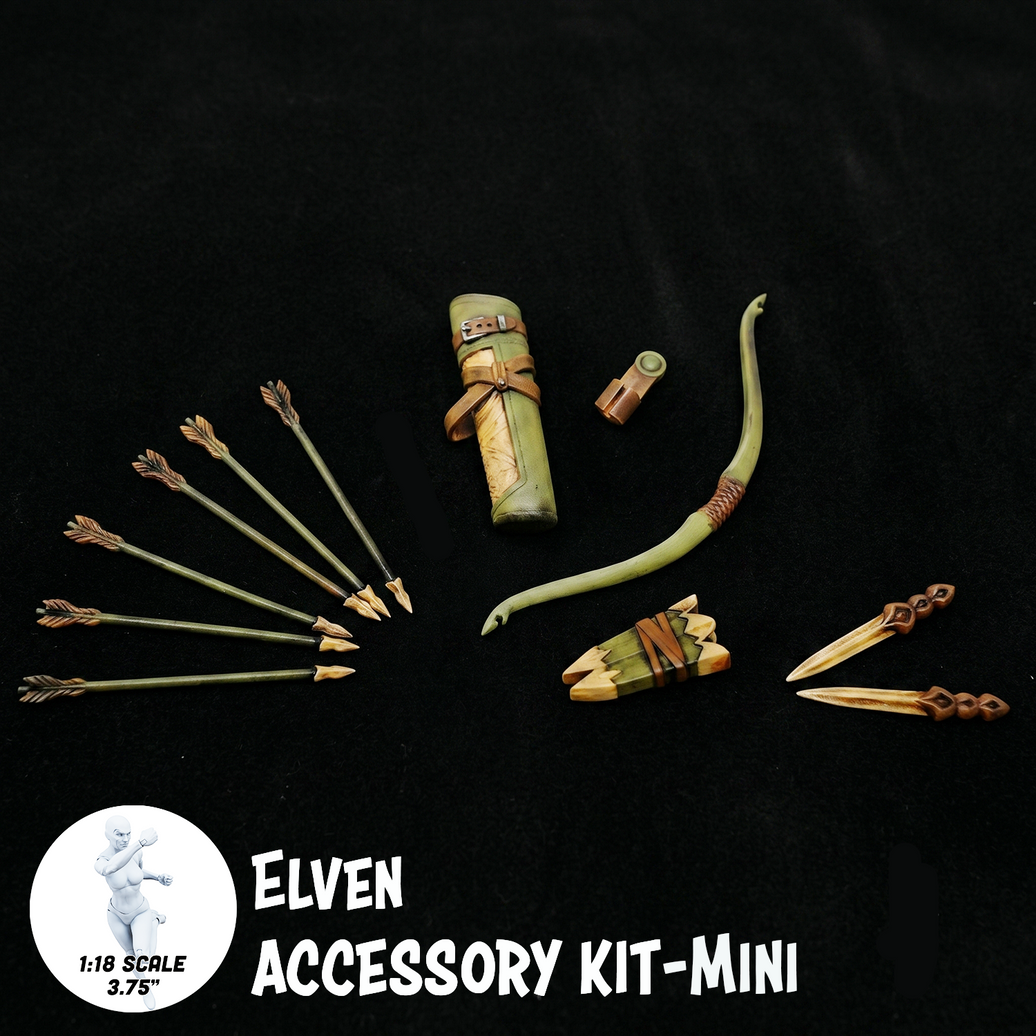 1:18 Scale Elven Mini Gear Kit (Bow, Quiver and Blade Pack for 3.75" - 4" Figures) by Boss Fight Studio Llc new in box