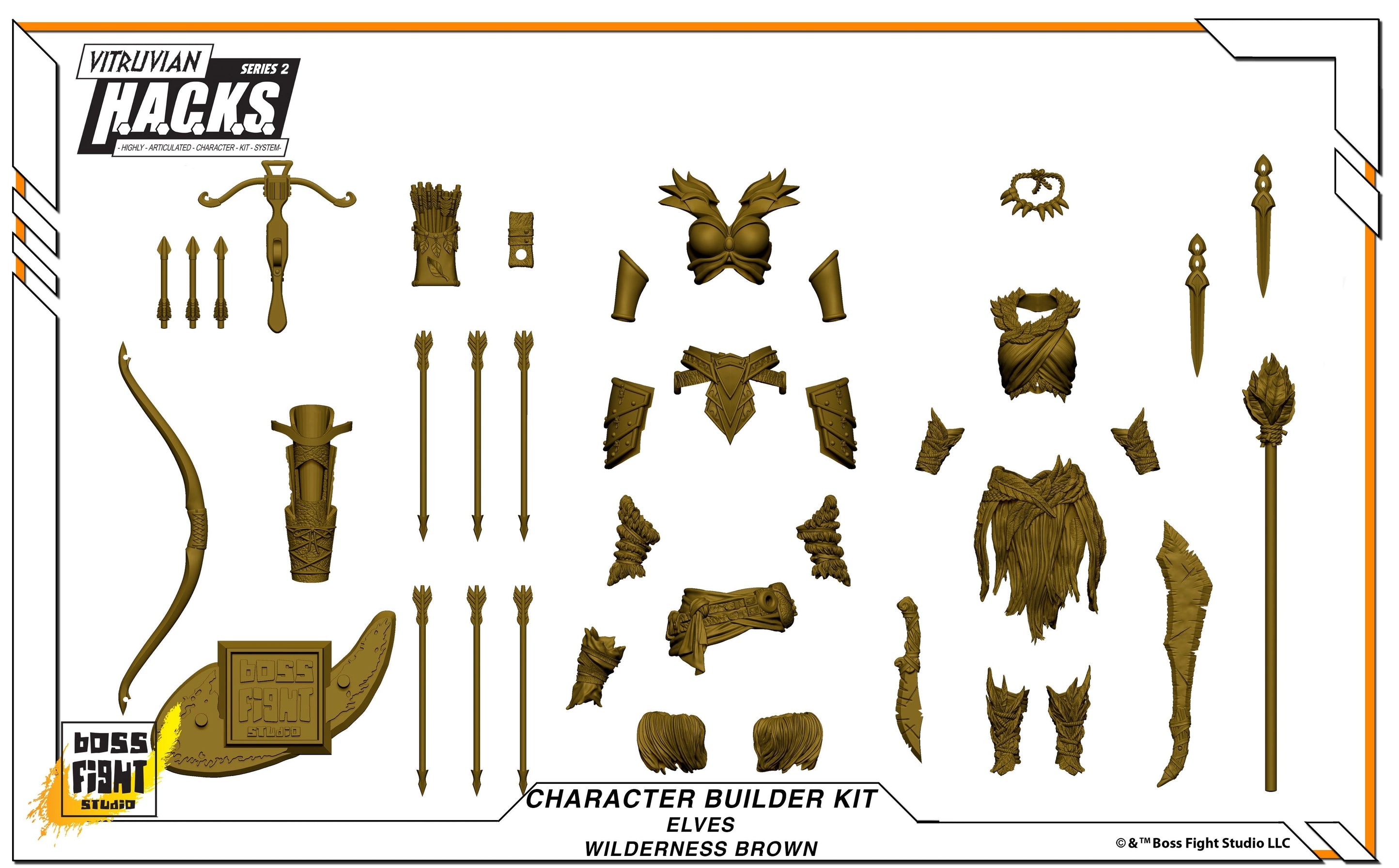 1:18 Scale Elven Wilderness Brown Accessory Pack (Double Figure Ranger & Archer Kit for 3.75" - 4" Figures) by Boss Fight Studio Llc new in box
