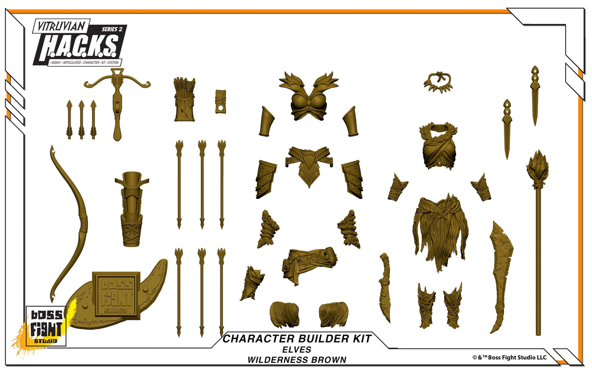 1:18 Scale Elven Wilderness Brown Accessory Pack (Double Figure Ranger & Archer Kit for 3.75" - 4" Figures) by Boss Fight Studio Llc new in box